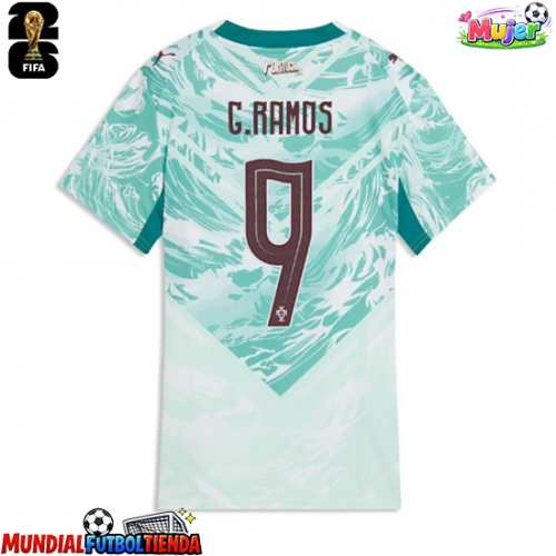 Camiseta Portugal Goncalo Ramos #9 Segunda Equipación Replica Mundial 2026 para mujer mangas cortas